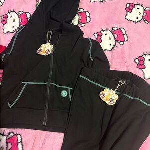 BODYBYRAVEN blue & black waffle knit set